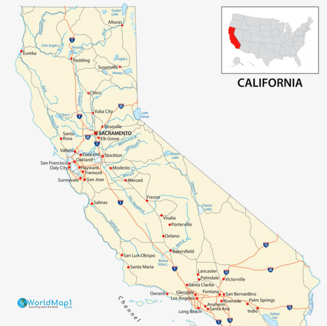 Carte de l'état de la Californie